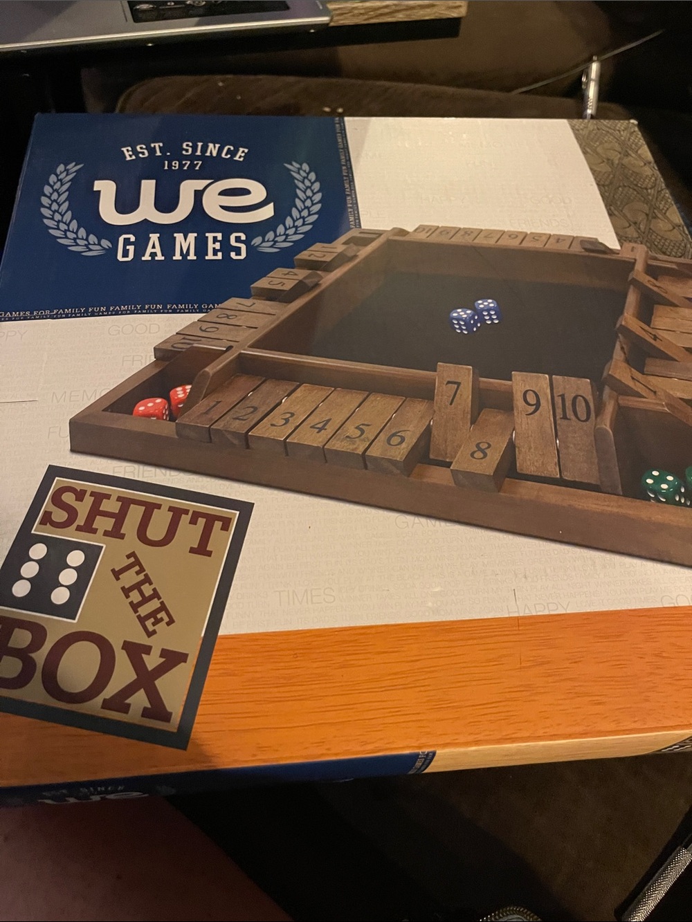 Shut the Box Wooden Family Board Game - Brown
